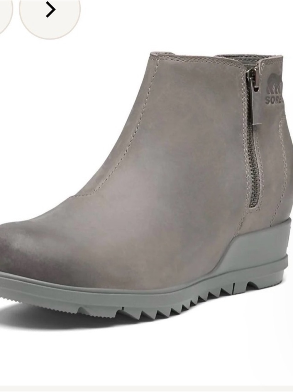 Sorel Gray Wedge Ankle Bootie with Side Zip